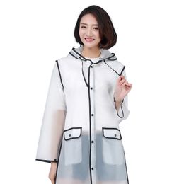 Fashion EVA Women Man Raincoat Thickened Waterproof Rain Poncho Coat Adult Clear Transparent Camping Hoodie Rainwear Suit 60YY00 201015