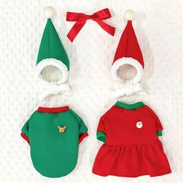 New Christmas Dog Clothes Dress Suit With Hat Pet Couple outfit Winter Clothes for Dogs Small Medium Chihuahua Bichon Puppy 201116