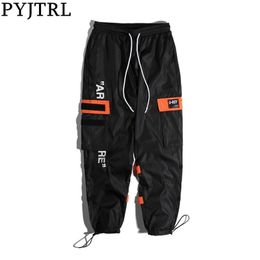 PYJTRL Mens Thin Pockets Harem Hip Hop Male Trousers Fashion Casual Streetwear Pants 201221
