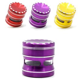 Smoking Grinders Concave Metal Herb Grinder Side Window Tobacco Grinders 4 Layers Spice Crusher Hand Miller Smoking Accessories YG651