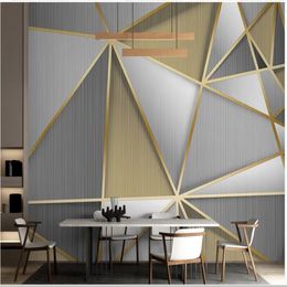 Fashion modern minimalist light luxury geometric wallpapers line 3D background wall window mural wallpaper