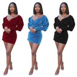 Women designer dresses one piece set long sleeve sexy bodycon mini dress fashion panelled dresses party beach club evening dress klw6000