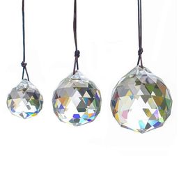 2020 Crystal Ball Decorating Clear Glass Crystal Ball Prism Pendant clear faceted beads Rainbow Maker Wedding Home Office Decoration