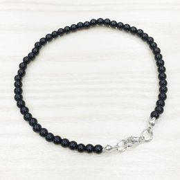 MG0138 Wholesale Black Onyx Anklet Handamde Natural Stone Mala Beads Anklet 4 mm Mini Gemstone Jewellery