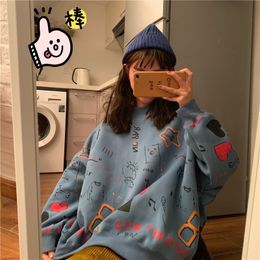 Korean version of the new fashion cute pattern Harajuku sweater streetwear size punk clothes jumper top tracksuit ins T200101