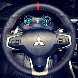 DIY custom leather hand sew steering wheel cover For Mitsubishi ASX lancer Outlander Pajero v7 non-slip comfortable