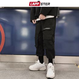 LAPPSTER Men Streetwear Cargo Pants 2020 Overalls Mens Baggy Hip Hop Joggers Pants Pockets Harem Pants Purple Sweatpants Korean LJ201104