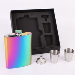 Hip Flasks Gift Set With Funnel and Shots 6oz/170ml 7oz/200ml 8oz/220ml Wine Bottle Whisky Kettle Pocket Cup Stainless Steel