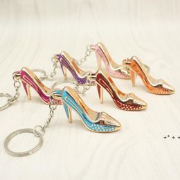 High heels Keychain Purse Pendant Bags Cars Party Shoe Ring Holder Chains Key Rings Lady acrylic Shoes Heeled Keys Chain RRE12508