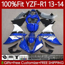 Motorcycle OEM Body For YAMAHA YZF R 1 1000CC YZF-R1 YZF1000 2013 2014 Bodywork 97No.33 YZF R1 1000 CC YZFR1 13 14 YZF-1000 2013-2014 Injection Mould Fairings white blue blk