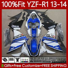 OEM Bodywork For YAMAHA YZF-R1 YZF1000 YZF R 1 1000CC 2013 2014 MOTO Body 97No.57 100% Fit YZF R1 1000 CC White blue blk YZFR1 13 14 YZF-1000 13-14 Injection Mould Fairing Kit