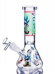 unique bongs blue printed glass bong beaker bong recycler dab rig diffused downstem perc with bowl glass free