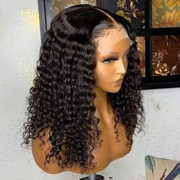 asy Instal Cheapa Water Deep Wave Curly Lace Front Wig Synthetic No Gel Ajustable Headband Wigs Heat Resistant Fibre T Part