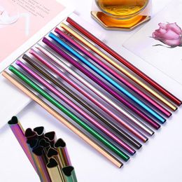 Drinking Straw Reusable Metal Straw Heart-shaped Bubble Tea Straws 304 Stainless Steel Pearl Milkshake Straw 21.5cm LX4252