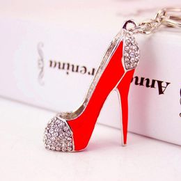 Send Girlfriend Gifts Sexy Red High Heels Key Chain Car Pendant Bag Buckle Rhinestone Paint Metal Jewelry