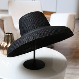Audrey Hepburn straw hat sunken modelling tool bell-shaped big brim hat vintage high pretend bility tourist beach atmosphere Y200602