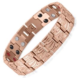 Rose Gold Jewellery Germanium Health Magnetic Therapy Jewellery Men Women 4 in 1 Bio Health Stainless Steel Bracelets Bangle