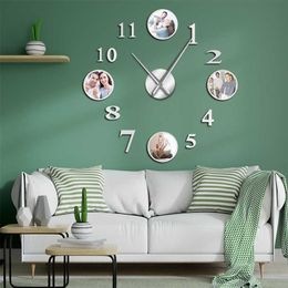 Po Picture Frame DIY Large Wall Clock Custom Decorative Living Room Family Personalised Images Big 220115