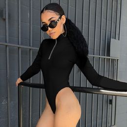 long sleeve black cotton sexy spring autumn bodycon one piece body mujer bodysuit women bodies ladies streetwear playsuit