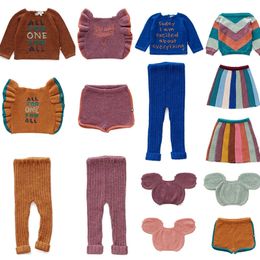 Kid Oeuf Toddler Boy Girls Knitted Sweater and Dress Leggings Kids Winter Fashion Brand Children Crochet Pullover Tops 201128