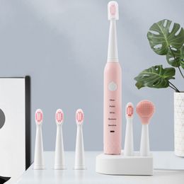 Gift Adult Waterproof Electric Toothbrush 5 Models Ultrasonic Automatic Smart Tooth Brush Fastly Rechargeable Portable Toothbrush VTKY2044