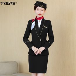 Women's Professional Suit Two-piece Spring and Autumn High-quality Long-sleeved Office Workwear Jacket Slim Skirt 220302
