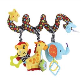 TOYMYTOY Infant Baby Activity Spiral Bed Stroller Toy Monkey Elephant Educational Soft Plush Toy Infant Kids Baby Rattles Toy LJ201113