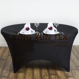 Round Spandex Table Cover Cloth Stretch Tablecloth For Wedding Event Decoration Y200421