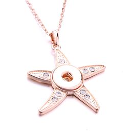 Noosa Snap Button Pendant Necklace Rose Gold Owl Star Crystal chunks Simple Fit 18MM Snap Buttons Jewelry