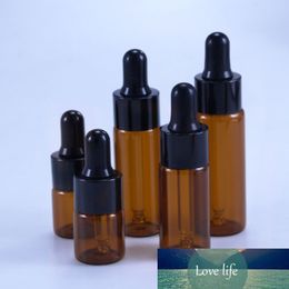 50pcs/lot 5ml 10ml 15ml 20ml Amber Glass Dropper Bottle Jars Vials with Pipette for Cosmetic Perfume Essential Oil Bottles