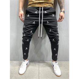 Adam Nakış Kalem Pantolon Moda Eğilim Spor Joggers Rahat İpli Sweatpants Tasarımcı Erkek Sonbahar Yeni Ince Fermuar Pantolon