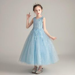 Girls designer dress fashion princess dress children trend breathable lace mesh flower dress children designer clothing