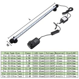 82CM Waterproof LED Aquarium Lights Fish Tank Light Bar Blue/White Submersible Underwater Clip Lamp Aquatic Decor EU/US/UK/AU Y200922