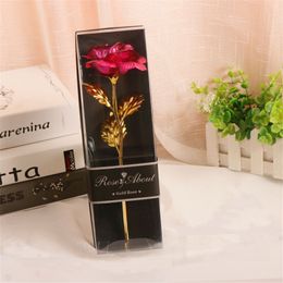 Valentine Lover Gifts Wholesale Single Gold Flower PVC Gift Box Rose Carnation With Gold Leaf Valentine Birthday Present Shipping By air A12