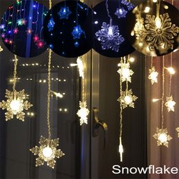 Christmas Garland LED Star Snowfake Heart Shape Curtain Icicle String Light 220V 5m Party Garden Stage Outdoor Decorative Light Y201020