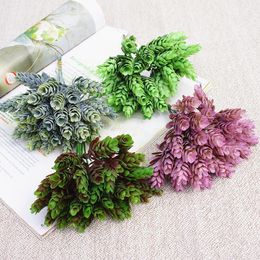 Decorative Flowers & Wreaths 30pcs Pine Cones Artificial Grass Succulents Wholesale Green Plant Plastic Fake Flower Simulation Pineapple Gra