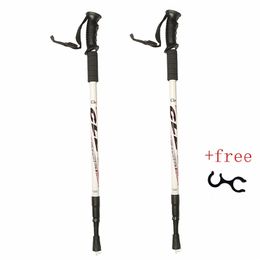 2Pc/Pair 135CM Walking Stick Trekking Aluminium alloy Climbing Telescopic Running Trail Canes Shockproof Hiking Accessories 220104