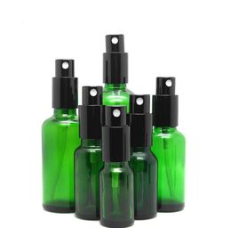 440pcs/lot 30ml Atomizer Refillable Pump Spray Bottle Empty Green Perfume Glass Bottles With Black Gold Lids SN4414