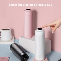 One carat smart vacuum flask 316 liner rechargeable stainless steel water cup vacuum flask smart timing charging travel cup LJ201218