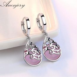 Dangle & Chandelier Anenjery 925 Sterling Silver Moonlight Opal Tears Totem Drop Earrings Gift Pendientes Oorbellen Boucle D'oreille Fe