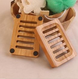 Soap Holder Wooden Natural Bamboo Brath Dish Rack Dishes Tray Holder Storage Soap Rack Plate Box Portable Bathroom Soap Boxes LSK2037