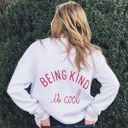 Being Kind Is Cool Letter Print Harajuku Sweatshirts Women Winter Outerwear Clothes Woman Streetwear Causal Loose Oversized Tops T200527