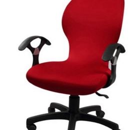Dark Red Colour Lycra Computer Chair Cover Fit For Office Chair With Armrest Spandex Chair Cover Decoration Wholesale 201123