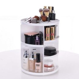 White 1PC 360 Degrees Rotating Cosmetic Storage Rack Lipstick Jewellery Case Holder Display Stand Cosmetic Box MakeUp Organiser Y200111