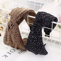 Korean version of the ins net red dot wide side knotted cross hair band fabric solid color wild headdress hairpin lady