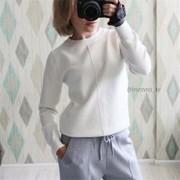 GIGOGOU Women Basic Sweater Autumn Winter O Neck Pullovers Top Long Sleeve Solid Female Jumper Flat Knitted Christmas Sweater LJ200815