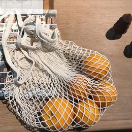 Shopping Grocery Bag Reusable Shopper Tote Fishing Net Large Size Mesh Net Woven Cotton Bags Portable Shopping Bags Home Storage Bag DHE3723