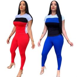 Womens tracksuit pullover legging t shirt pant letter print casual skinny yoga suit 2 piece set klw1807