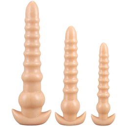 NXY Dildos Anal Toys Amber Gold Thread Pagoda Backyard Plug Three Piece Set Male and Female Masturbation Device Soft Fun Expansion Adult Products 0225