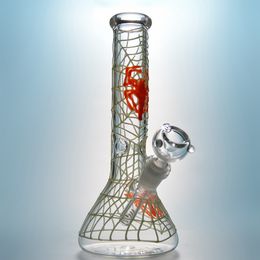spider bong Canada - 9 Inch 5mm Thick Spider Web Glass Bongs Luminous Hookahs Glow In The Dark Cobweb Dab Rigs 18mm Female Joint With Bowl Spiders Water Pipes GID02